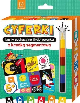 CYFERKI karty edukacyjne kolorowanka z kredką Uczę się i koloruję 5+