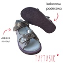 BAREFOOT Sandałki Mazurek biały złoty skóra rzepa BAREFOOT Sandałki Mazurek biały złoty skóra rzepa