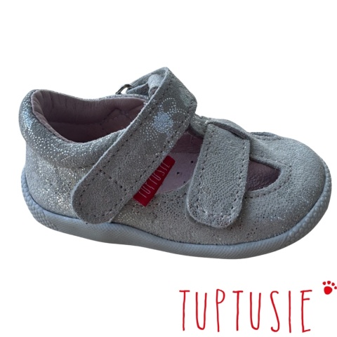 BAREFOOT Sandałki Mazurek srebro kwiatki skóra rzepa BAREFOOT Sandałki Mazurek srebro kwiatki skóra rzepa