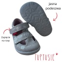 BAREFOOT Sandałki Mazurek srebro kwiatki skóra rzepa BAREFOOT Sandałki Mazurek srebro kwiatki skóra rzepa