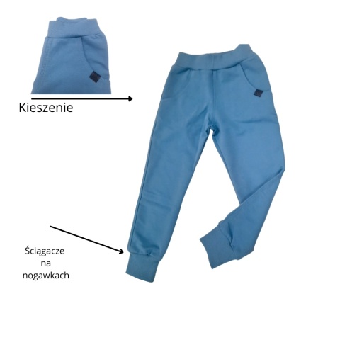 Spodnie Mrofi dresowe niebieskie jeans wąskie Spodnie Mrofi dresowe niebieskie jeans wąskie