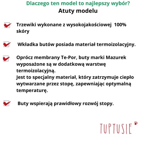 Mazurek trzewiki ocieplane malina czerwone zima r Mazurek trzewiki ocieplane malina czerwone zima r